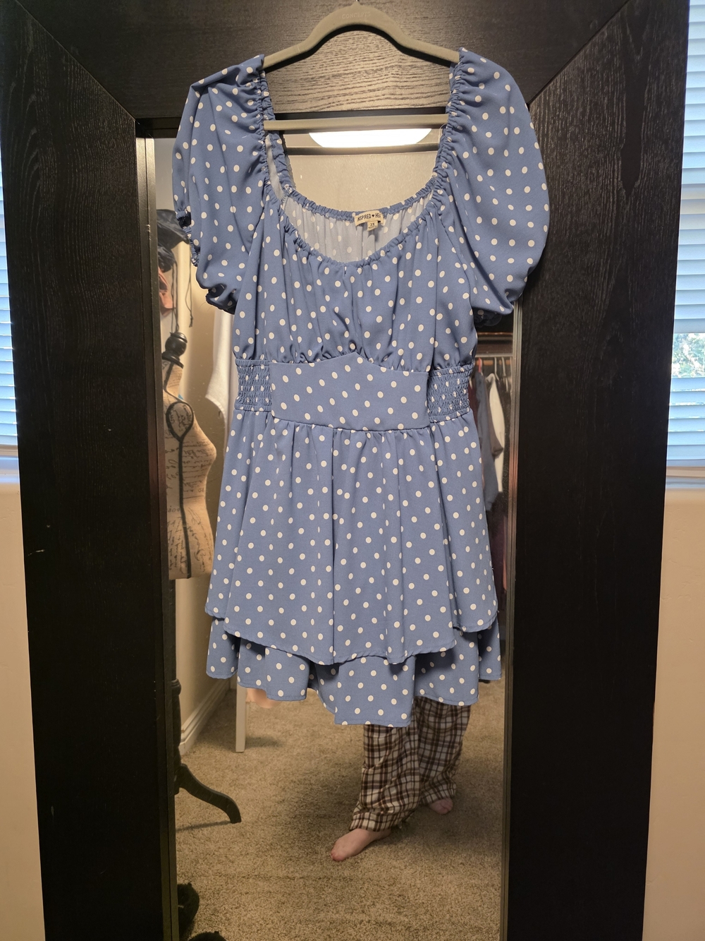 Inspired Hearts Blue Polka Dot Skort with Puff Sleeves